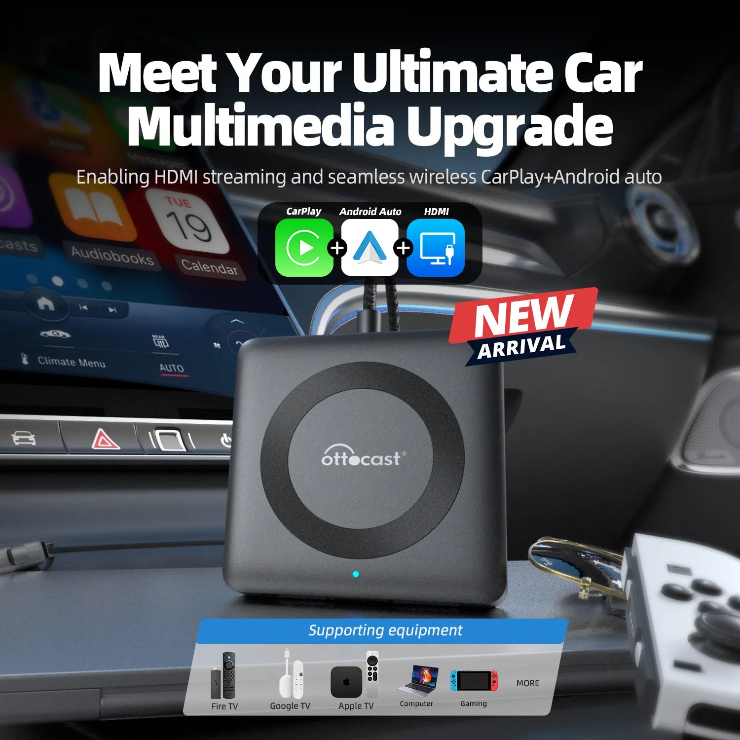 Car TV Mate Pro - HDMI multimídia e adaptador CarPlay sem fio