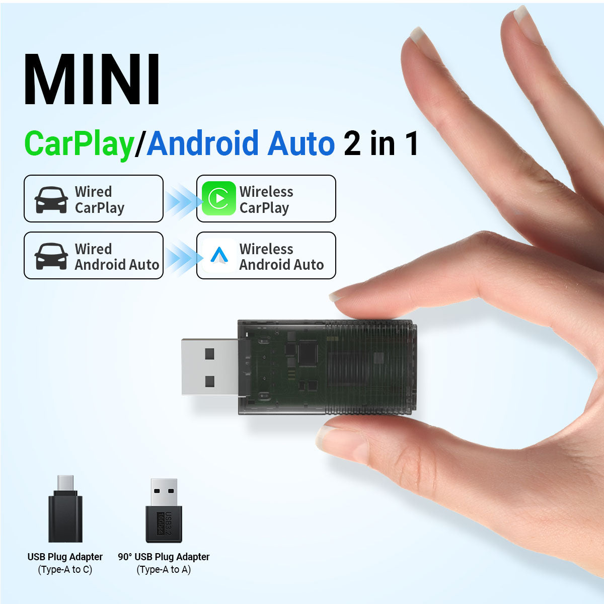 Mini Wireless CarPlay/Android Auto 2 in 1 Adapter