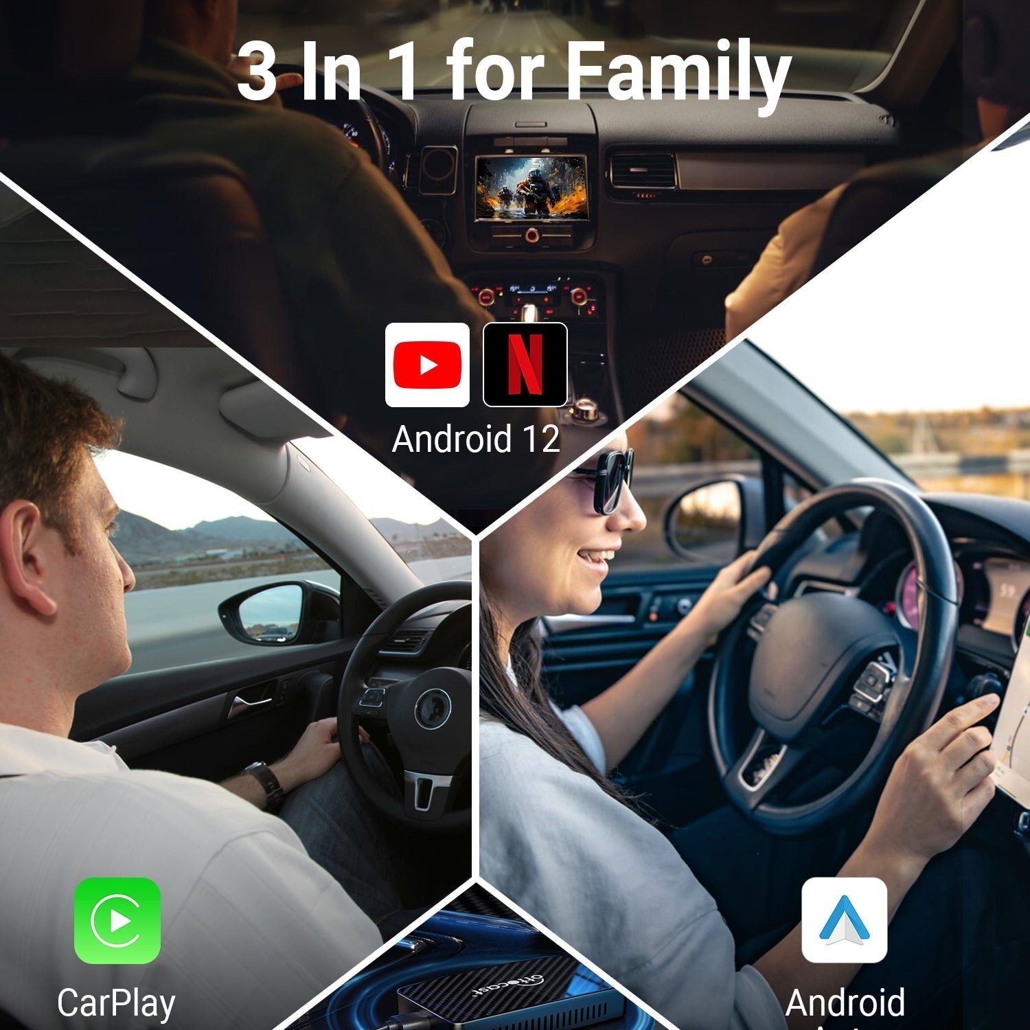 Adaptateur tout-en-un sans fil CarPlay/Android Auto Play2Video Pro