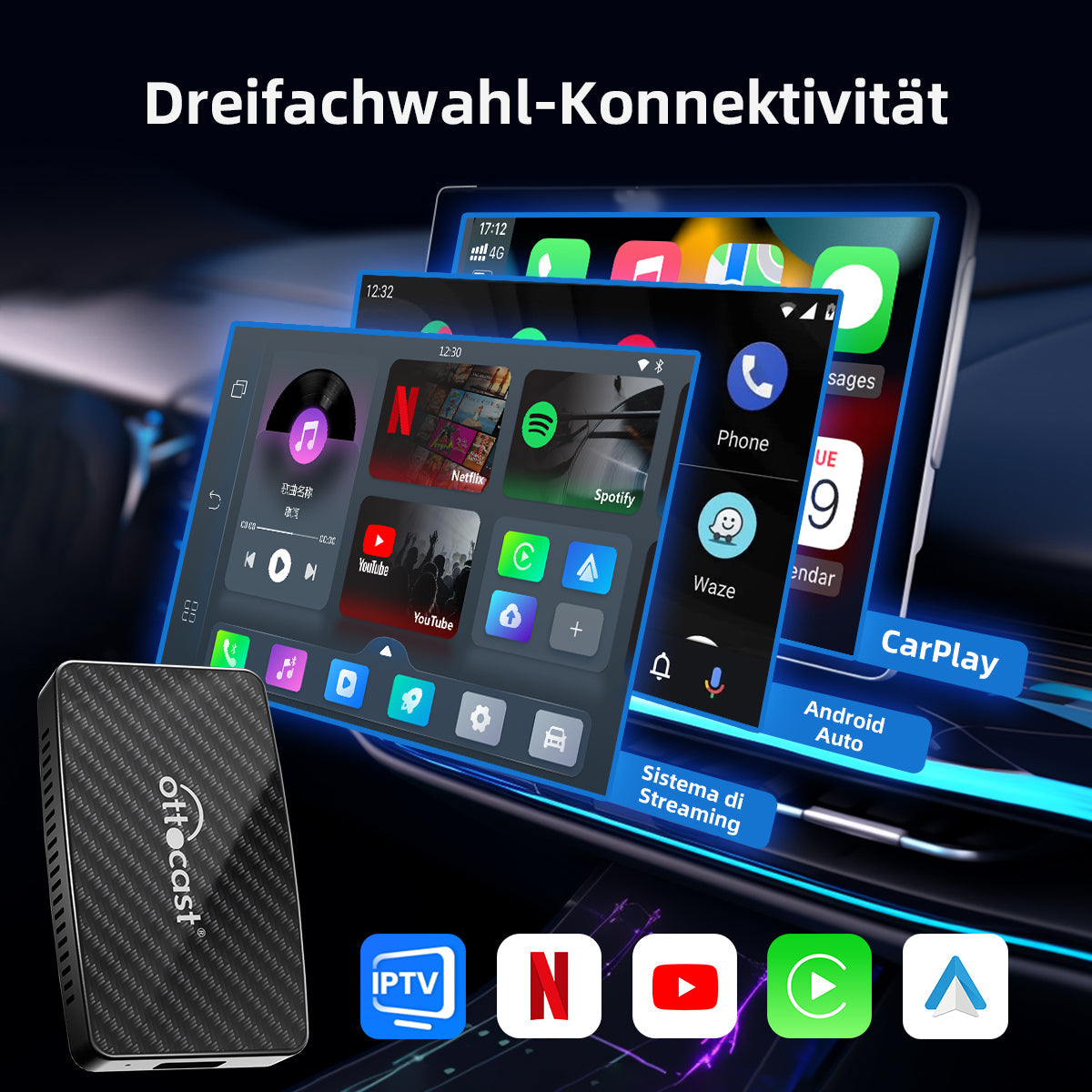 Play2Video Pro Wireless CarPlay/Android Auto-Adapter mit Video