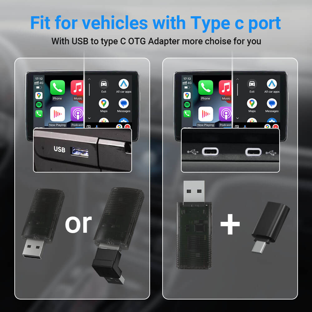 Mini adattatore wireless CarPlay/Android Auto 2 in 1