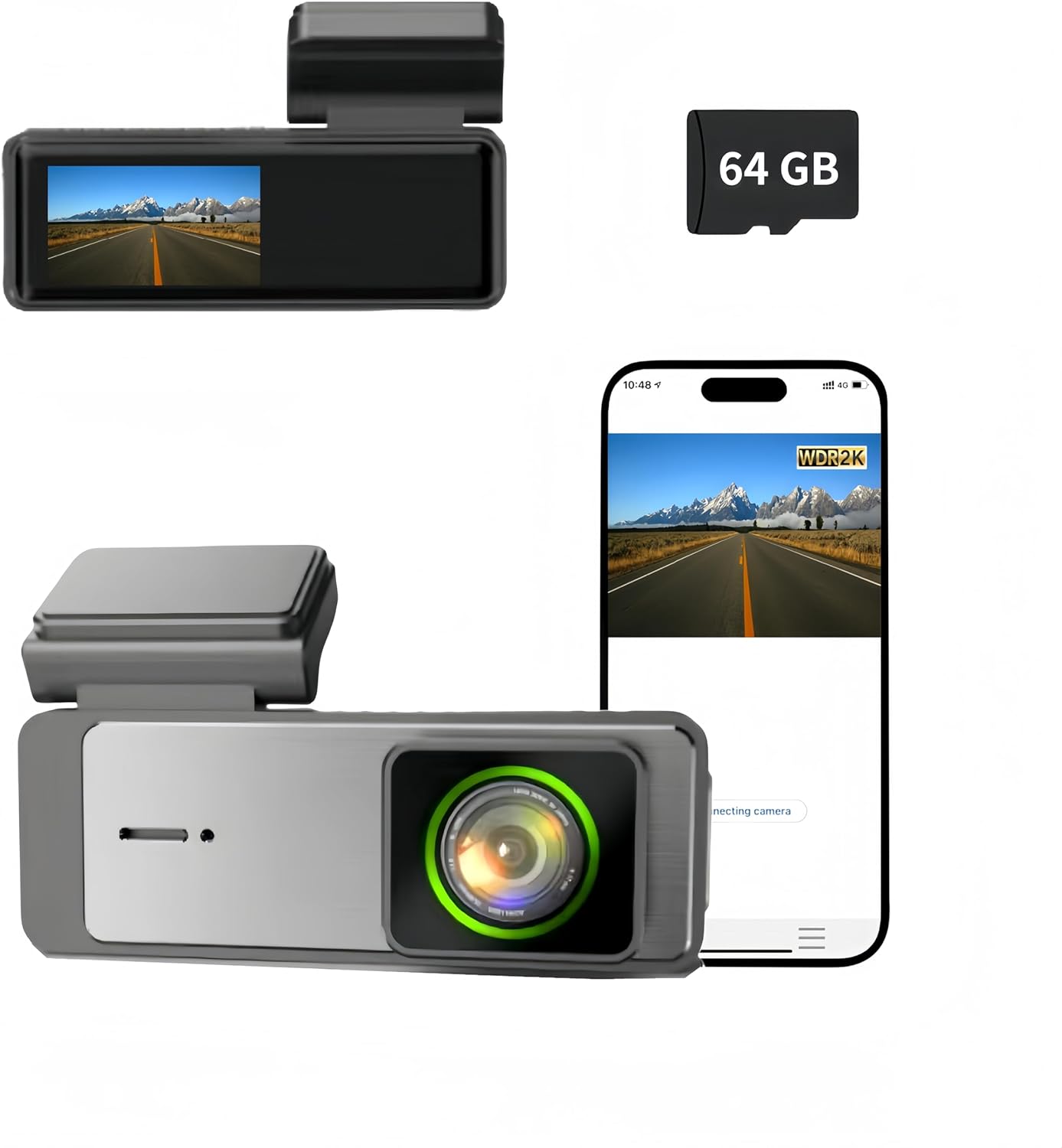 Superior Dash Cam - 2K HD, WiFi, aplicativo, monitor de estacionamento, gravação de loop, sensor G