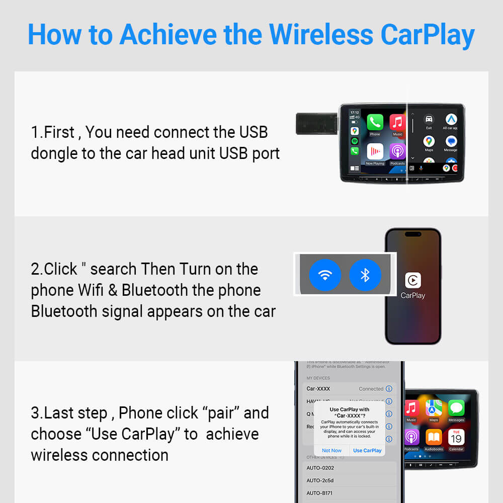 Mini adattatore wireless CarPlay/Android Auto 2 in 1