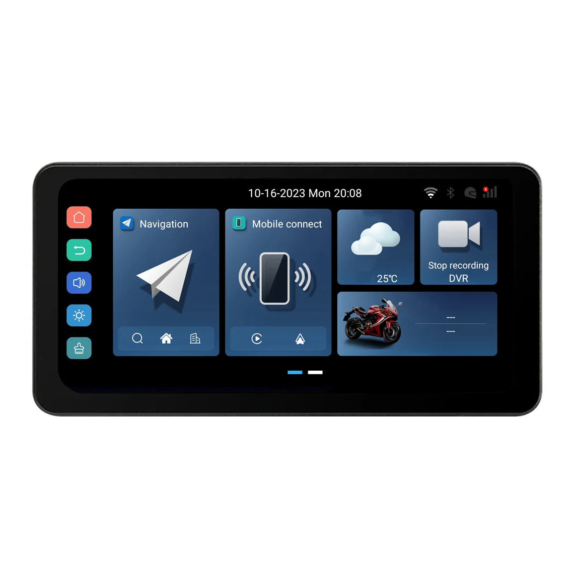 Schermo di visualizzazione GPS Android 12 per moto CarPlay Lite C5 Ultra con fotocamera DVR