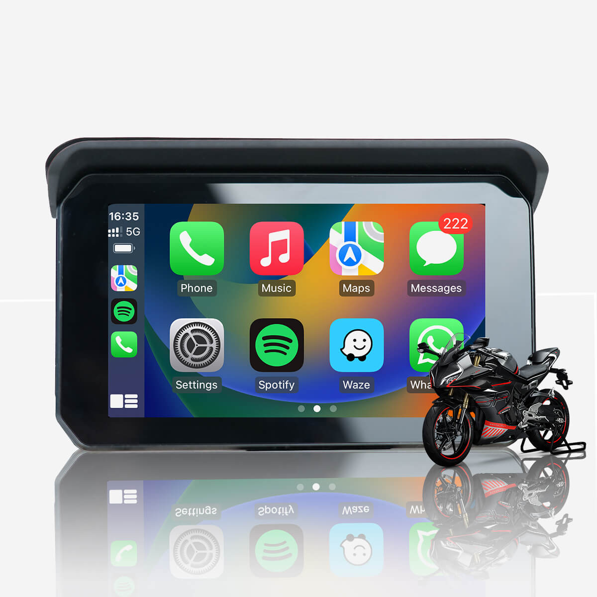 CarPlay Lite C5 SE Portable moto GPS sans fil CarPlay/Android Auto écran