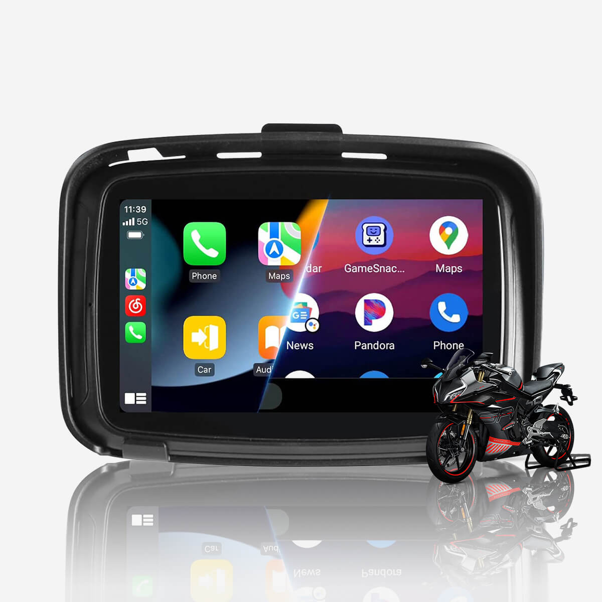 CarPlay Lite C5 Motorrad GPS Wireless Carplay/Android Auto Wasserdichter Bildschirm