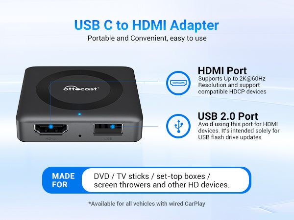 Car TV Mate Pro🔥Adaptador CarPlay inalámbrico y multimedia HDMl