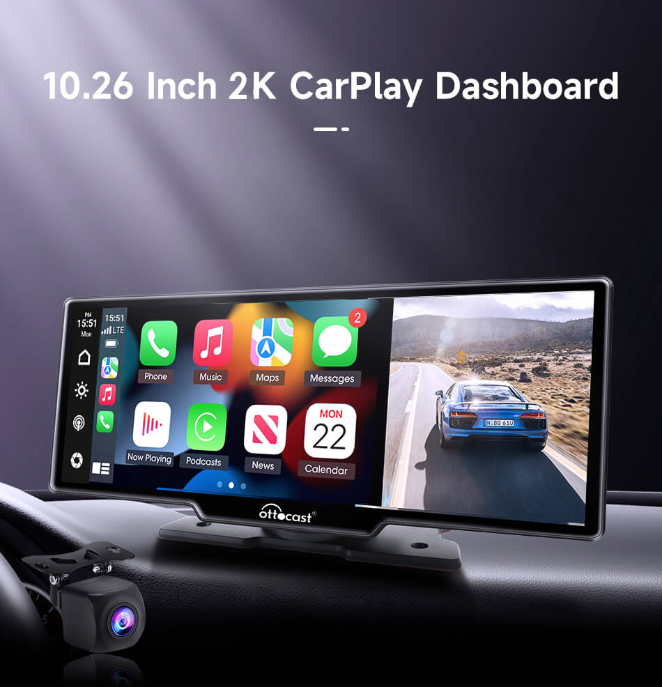 Tela portátil de 10" Apple CarPlay e Android Auto Car