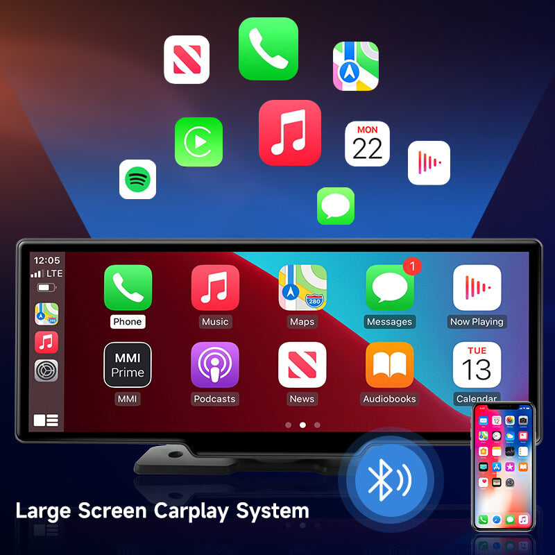 Portable 10" Apple CarPlay & Android Auto Car Display Screen