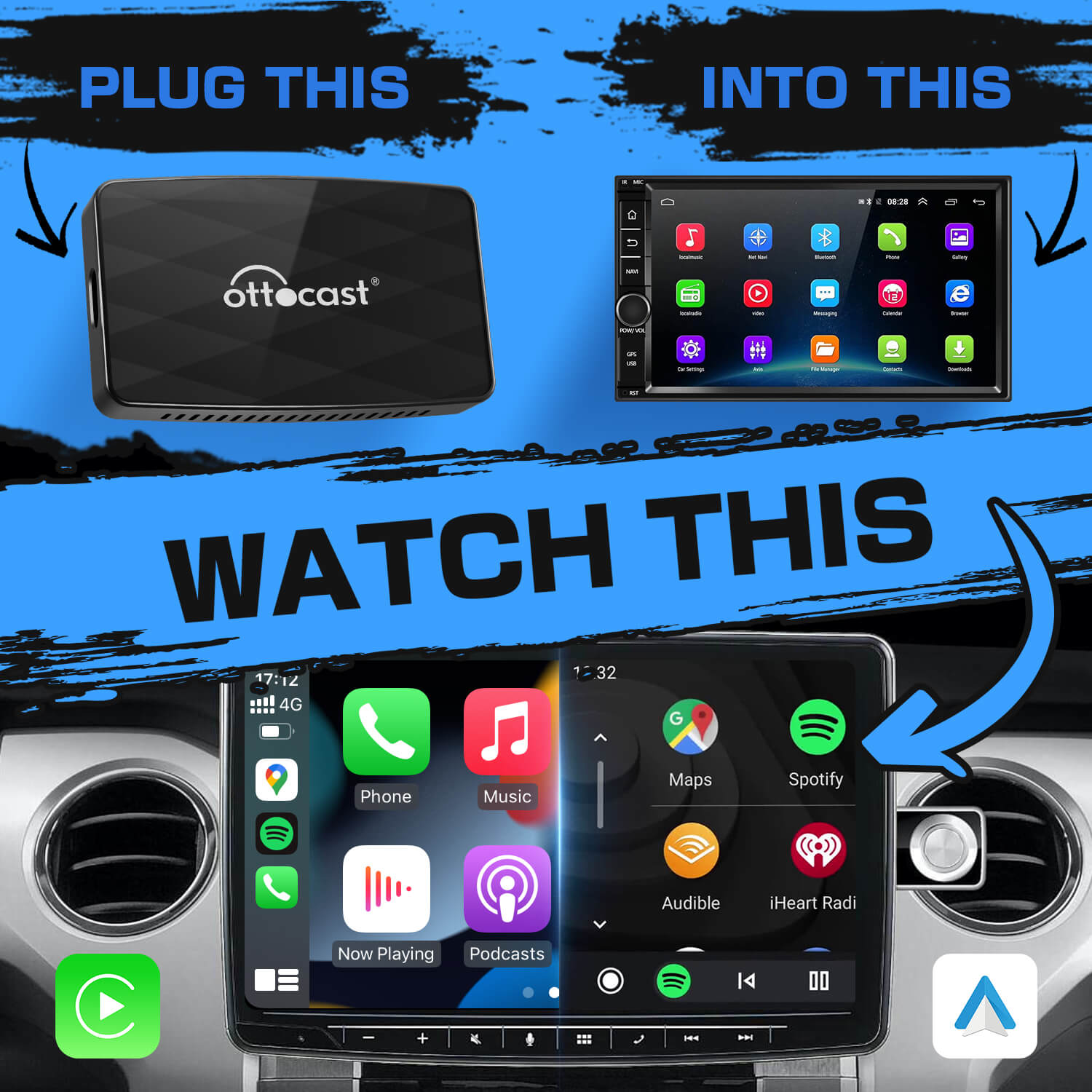 Ottoadapter MX Wireless CarPlay/Android Auto 3-in-1-Adapter