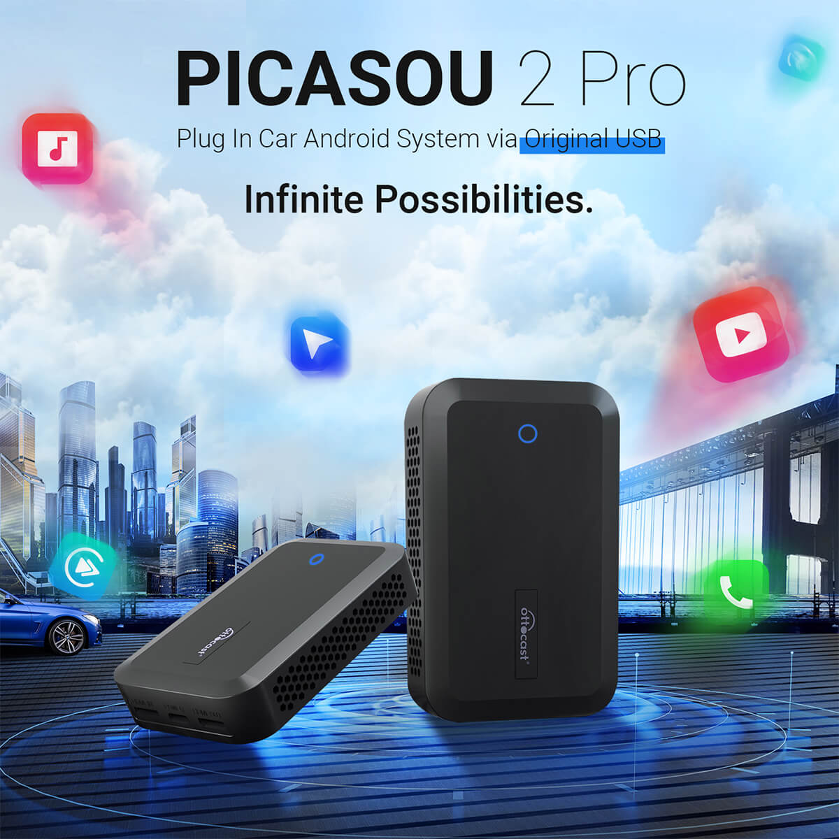 PICASOU 2 PRO Boîte AI CarPlay