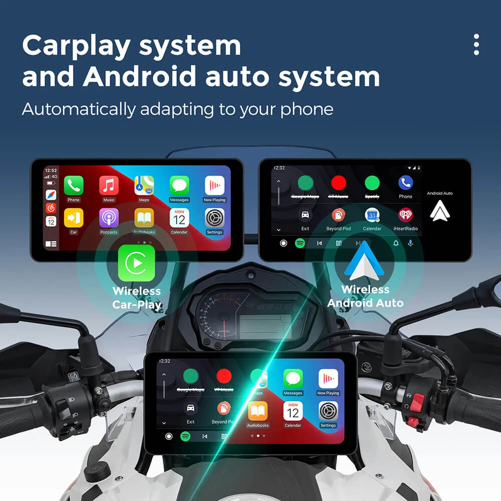 CarPlay Lite C5 Ultra Motorcycle Android 12 GPS Display Screen With DVR Camera